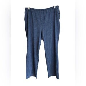 Lands' End Sport Knit Straight Leg Denim Pants L/P 14-16 Pull On Elastic